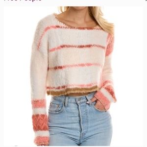 FP Emmy Knit Mod Pullover Sweater Knute Earth Tone Clay Ivory Orange Pink LG L